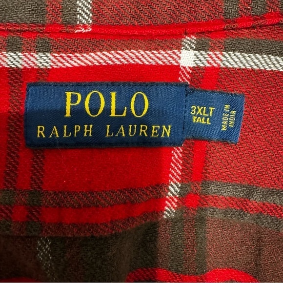 Polo Ralph Lauren Men’s Red Black Plaid Long Sleeve Button Down Shirt - Picture 4 of 11